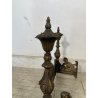 ANTICO ALARE PARA CAMINO OTTONE FUOCO EPOCA '900 FIREPLACE IRON PUTTI SCULTURA