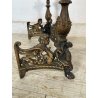 ANTICO ALARE PARA CAMINO OTTONE FUOCO EPOCA '900 FIREPLACE IRON PUTTI SCULTURA