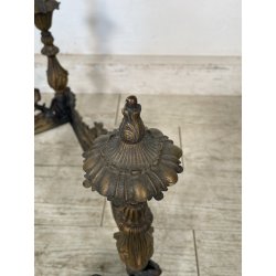 ANTICO ALARE PARA CAMINO OTTONE FUOCO EPOCA '900 FIREPLACE IRON PUTTI SCULTURA