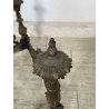 ANTICO ALARE PARA CAMINO OTTONE FUOCO EPOCA '900 FIREPLACE IRON PUTTI SCULTURA