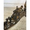 ANTICO ALARE PARA CAMINO OTTONE FUOCO EPOCA '900 FIREPLACE IRON PUTTI SCULTURA