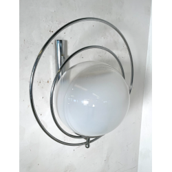 LAMPADA APPLIQUE ATT MAZZEGA VINTAGE ANNI 60 METALLO CROMATO BOCCIA SFERA VETRO