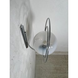 LAMPADA APPLIQUE ATT MAZZEGA VINTAGE ANNI 60 METALLO CROMATO BOCCIA SFERA VETRO