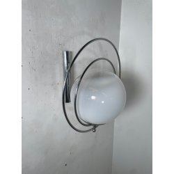 LAMPADA APPLIQUE ATT MAZZEGA VINTAGE ANNI 60 METALLO CROMATO BOCCIA SFERA VETRO