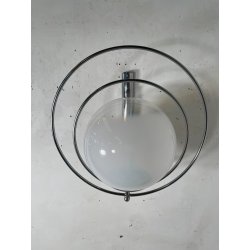 LAMPADA APPLIQUE ATT MAZZEGA VINTAGE ANNI 60 METALLO CROMATO BOCCIA SFERA VETRO