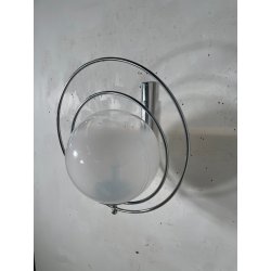 LAMPADA APPLIQUE ATT MAZZEGA VINTAGE ANNI 60 METALLO CROMATO BOCCIA SFERA VETRO