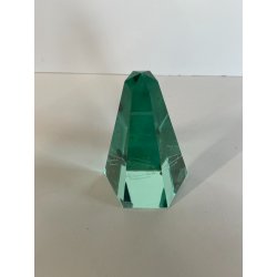 SCULTURA VETRO OBELISCO FIRMATO ARCHIMEDE SEGUSO PIRAMIDE GLASS VERDE MURANO