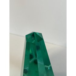 SCULTURA VETRO OBELISCO FIRMATO ARCHIMEDE SEGUSO PIRAMIDE GLASS VERDE MURANO