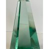 SCULTURA VETRO OBELISCO FIRMATO ARCHIMEDE SEGUSO PIRAMIDE GLASS VERDE MURANO