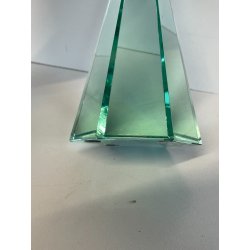 SCULTURA VETRO OBELISCO FIRMATO ARCHIMEDE SEGUSO PIRAMIDE GLASS VERDE MURANO