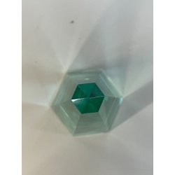 SCULTURA VETRO OBELISCO FIRMATO ARCHIMEDE SEGUSO PIRAMIDE GLASS VERDE MURANO