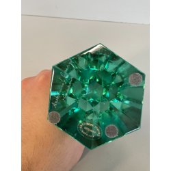 SCULTURA VETRO OBELISCO FIRMATO ARCHIMEDE SEGUSO PIRAMIDE GLASS VERDE MURANO