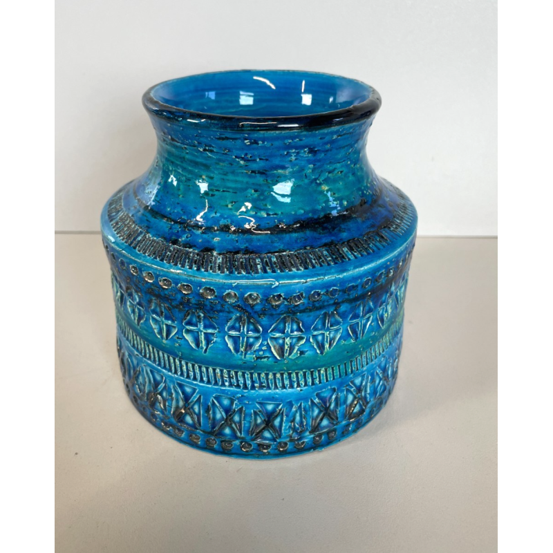 VASO CERAMICA BITOSSI ALDO LONDI RIMINI BLU VINTAGE DEISGN ITALIA VASE ANNI '70s