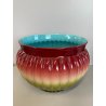 GRANDE VASO CERAMICA SARREGUEMINES CACHEPOT DESIGN VINTAGE PORTA FIORI VERDE RED