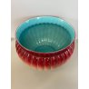 GRANDE VASO CERAMICA SARREGUEMINES CACHEPOT DESIGN VINTAGE PORTA FIORI VERDE RED