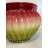 GRANDE VASO CERAMICA SARREGUEMINES CACHEPOT DESIGN VINTAGE PORTA FIORI VERDE RED