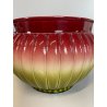 GRANDE VASO CERAMICA SARREGUEMINES CACHEPOT DESIGN VINTAGE PORTA FIORI VERDE RED