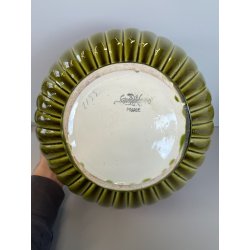 GRANDE VASO CERAMICA SARREGUEMINES CACHEPOT DESIGN VINTAGE PORTA FIORI VERDE RED