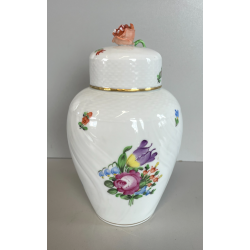 VASO PORCELLANA HEREND DIPINTO FLOREALE FIORI UNGHERIA BARATTOLO ZENZERO 1960