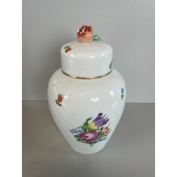 VASO PORCELLANA HEREND DIPINTO FLOREALE FIORI UNGHERIA BARATTOLO ZENZERO 1960