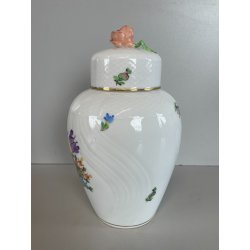 VASO PORCELLANA HEREND DIPINTO FLOREALE FIORI UNGHERIA BARATTOLO ZENZERO 1960