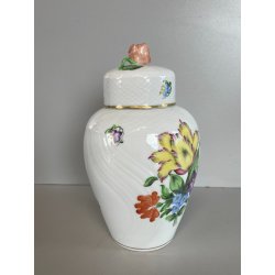 VASO PORCELLANA HEREND DIPINTO FLOREALE FIORI UNGHERIA BARATTOLO ZENZERO 1960
