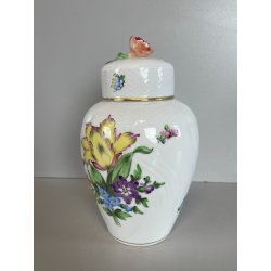VASO PORCELLANA HEREND DIPINTO FLOREALE FIORI UNGHERIA BARATTOLO ZENZERO 1960