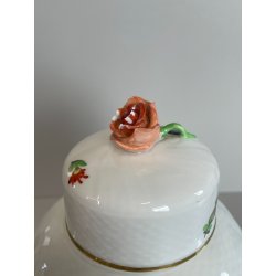 VASO PORCELLANA HEREND DIPINTO FLOREALE FIORI UNGHERIA BARATTOLO ZENZERO 1960