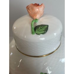 VASO PORCELLANA HEREND DIPINTO FLOREALE FIORI UNGHERIA BARATTOLO ZENZERO 1960