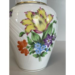 VASO PORCELLANA HEREND DIPINTO FLOREALE FIORI UNGHERIA BARATTOLO ZENZERO 1960