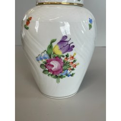 VASO PORCELLANA HEREND DIPINTO FLOREALE FIORI UNGHERIA BARATTOLO ZENZERO 1960
