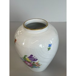 VASO PORCELLANA HEREND DIPINTO FLOREALE FIORI UNGHERIA BARATTOLO ZENZERO 1960