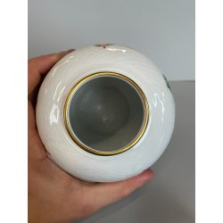 VASO PORCELLANA HEREND DIPINTO FLOREALE FIORI UNGHERIA BARATTOLO ZENZERO 1960