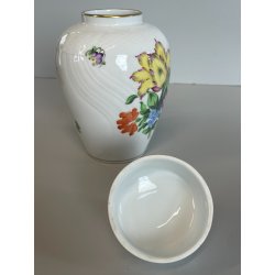 VASO PORCELLANA HEREND DIPINTO FLOREALE FIORI UNGHERIA BARATTOLO ZENZERO 1960