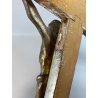 CROCIFISSO DA PARETE LEGNO FOGLIA ORO ARGENTO INRI ARTE SACRA BAROCCO XVIII/XIX