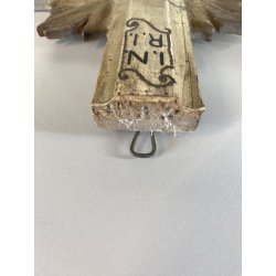 CROCIFISSO DA PARETE LEGNO FOGLIA ORO ARGENTO INRI ARTE SACRA BAROCCO XVIII/XIX