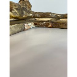 CROCIFISSO DA PARETE LEGNO FOGLIA ORO ARGENTO INRI ARTE SACRA BAROCCO XVIII/XIX