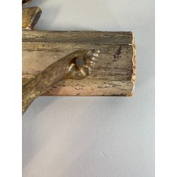 CROCIFISSO DA PARETE LEGNO FOGLIA ORO ARGENTO INRI ARTE SACRA BAROCCO XVIII/XIX
