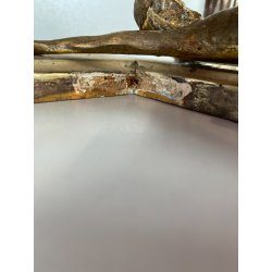 CROCIFISSO DA PARETE LEGNO FOGLIA ORO ARGENTO INRI ARTE SACRA BAROCCO XVIII/XIX