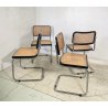 SET 4 SEDIA CESCA MARCEL BREUER ACCIAIO PAGLIA DI VIENNA DESIGN ANNI 60/70 CHAIR