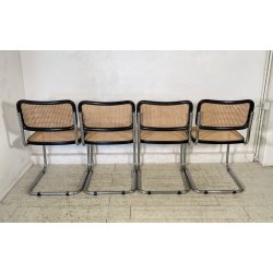SET 4 SEDIA CESCA MARCEL BREUER ACCIAIO PAGLIA DI VIENNA DESIGN ANNI 60/70 CHAIR