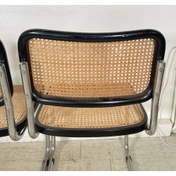 SET 4 SEDIA CESCA MARCEL BREUER ACCIAIO PAGLIA DI VIENNA DESIGN ANNI 60/70 CHAIR