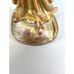 ANTICA SCULTURA LEGNO DORATO VERGINE MARIA CALPESTA SERPE BASE SEMISFERA GLOBO