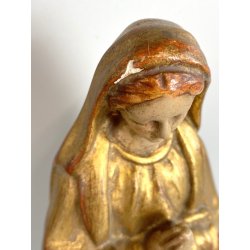 ANTICA SCULTURA LEGNO DORATO VERGINE MARIA CALPESTA SERPE BASE SEMISFERA GLOBO