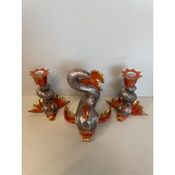 RARI ANTICHI PESCI KOI PORCELLANA FIRMATI HEREND FISHNET ORO ZECCHINO CARPA 1900