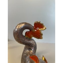 RARI ANTICHI PESCI KOI PORCELLANA FIRMATI HEREND FISHNET ORO ZECCHINO CARPA 1900