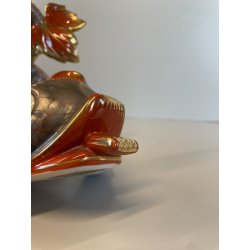 RARI ANTICHI PESCI KOI PORCELLANA FIRMATI HEREND FISHNET ORO ZECCHINO CARPA 1900