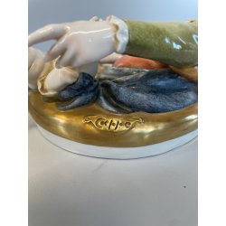 ANTICO BASSORILIEVO PORCELLANA FIRMATO Cappè CAPODIMONTE MADONNA BAMBINO PUTTI