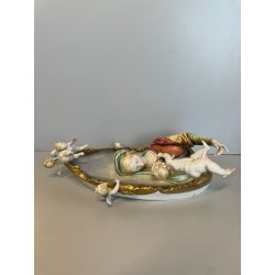 ANTICO BASSORILIEVO PORCELLANA FIRMATO Cappè CAPODIMONTE MADONNA BAMBINO PUTTI