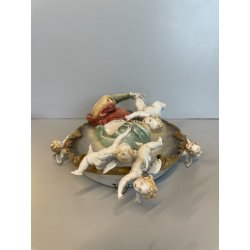 ANTICO BASSORILIEVO PORCELLANA FIRMATO Cappè CAPODIMONTE MADONNA BAMBINO PUTTI